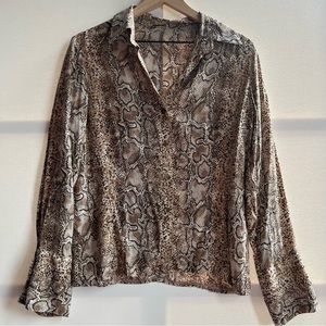 Vintage Python Print Long Sleeve Blouse